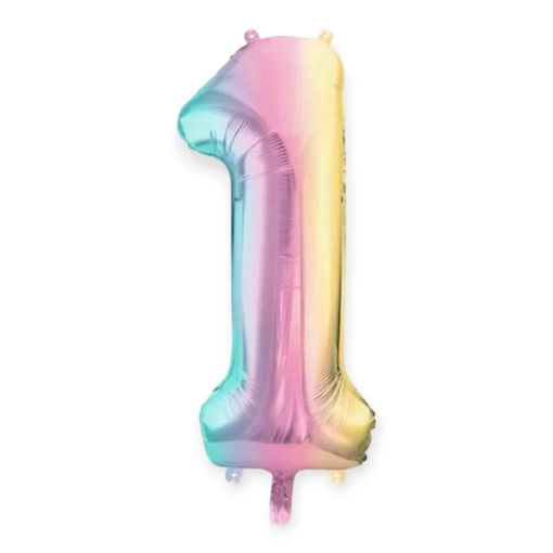 Picture of FOIL BALLOON NUMBER 1 PASTEL RAINBOW 34 INCH